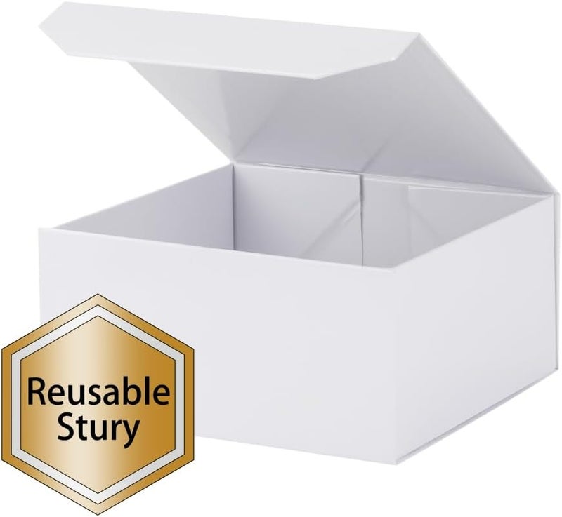 PACKGILO 6 Pcs Small White Gift Box 6x6x3 Inch Magnetic Gift Box Small Magnetic Box with Crinkle Paper White Small Gift Box with Shredded Paper Luxury Gift Boxes with Lids for Presents - Image 4